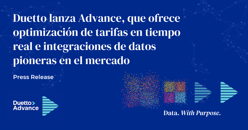 Duetto lanza Advance, que ofrece optimización de tarifas en tiempo real e integraciones de datos pioneras en el mercado