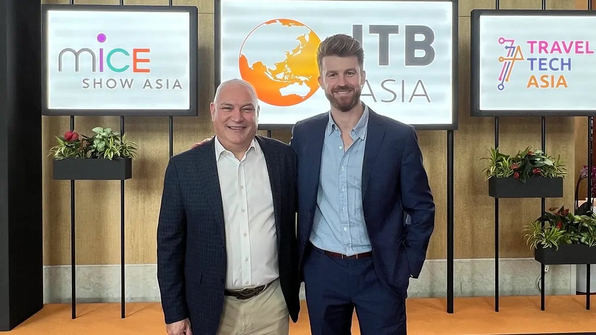Patrick Andres (left) pictured with John Lingos-Webb (right) at ITB Asia.